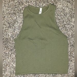 Active USA Green Ribbed Crop Tank Top
